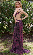 Primavera Couture 4308 - Cutout Waist Beaded Ornate Prom Dress - back view