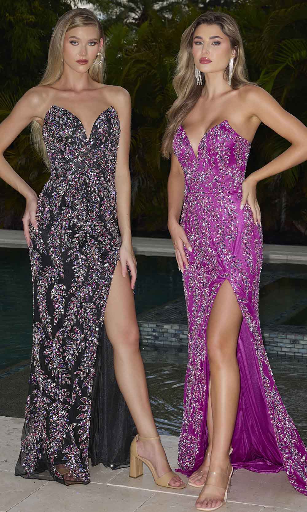 Primavera Couture 4314 - Sequin Foliage Prom Dress - back view