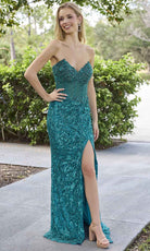 Primavera Couture 4321 - Foliage Pattern Prom Dress