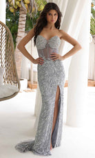 Primavera Couture 4321 - Foliage Pattern Prom Dress - view 4