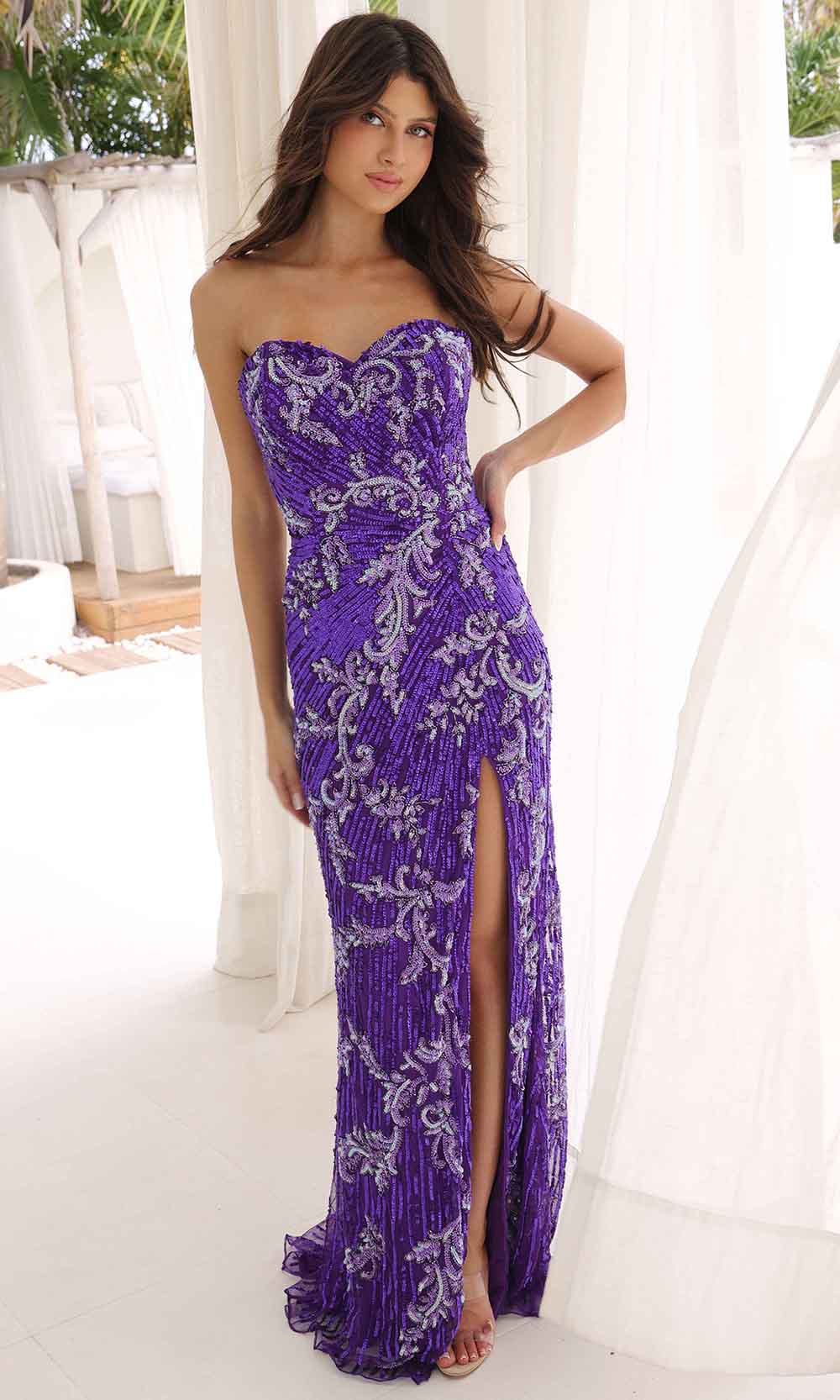 Primavera Couture 4328 - Scroll Motif Prom Dress - back view