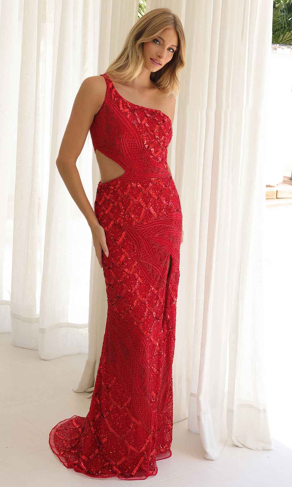 Primavera Couture 4329 - Sequin Motif Cutout Dress - detail view