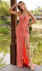 Primavera Couture 4335 - Patterned Sheath Prom Dress - view 11
