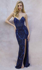 Primavera Couture 4343 - High Slit Ornate Prom Dress