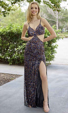 Primavera Couture 4370 - Cutout Waist Multicolor Sequin Prom Dress