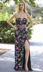 Primavera Couture 4372 - V-Neck Strapless Sequin Prom Gown