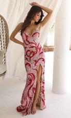 Primavera Couture 4373 - Strapless V-Neck Sequin Prom Dress - back view