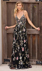 Primavera Couture 4378 - V-Neck Floral Sequin Prom Gown