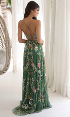 Primavera Couture 4378 - V-Neck Floral Sequin Prom Gown