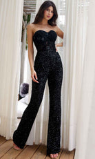 Primavera Couture 4383 - Embellished Sweetheart Fitted Jumpsuit