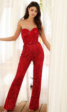 Primavera Couture 4383 - Embellished Sweetheart Fitted Jumpsuit