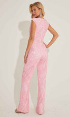 Primavera Couture 4384 - V-Neck Beaded Jumpsuit