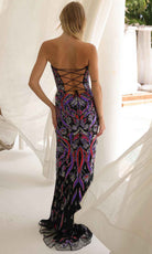 Primavera Couture 4387 - Plunging V-Neck Sequin Prom Gown - back view