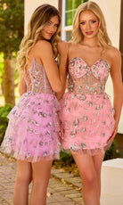 Primavera Couture 4454 - Tiered Floral Sequin Cocktail Dress