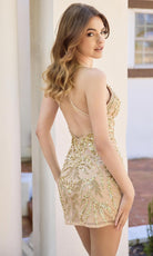 Primavera Couture 4484 - Crisscross Back Sequin Mesh Mini Dress