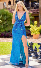 Primavera Couture 4505 - Wide Strap Beaded Dress with Lace-Up Back