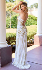 Primavera Couture 4519 - Scoop Neck Geometric Pattern Dress
