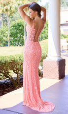 Primavera Couture 4522 - Floral Beaded Lace-Up Back Prom Dress