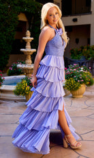 Primavera Couture 4530 - Tiered Ruffle Halter Dress with Beading - Silhouette Dresses