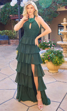Primavera Couture 4530 - Tiered Ruffle Halter Dress with Beading - Silhouette Dresses