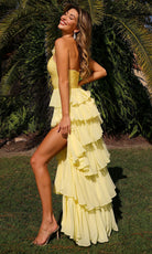 Primavera Couture 4530 - Tiered Ruffle Halter Dress with Beading - Silhouette Dresses