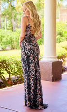 Primavera Couture 4533 - Floral Beaded Plunging Slit Dress