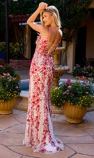 Primavera Couture 4533 - Floral Beaded Plunging Slit Dress