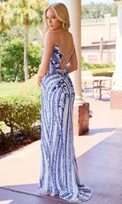 Primavera Couture 4534 - V-Neck Sheath Dress with Shimmering Appliques