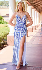 Primavera Couture 4534 - V-Neck Sheath Dress with Shimmering Appliques