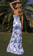 Primavera Couture 4537 - Strapless Floral High Slit Prom Dress - Silhouette Dresses