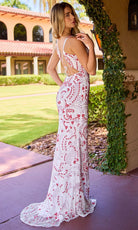 Primavera Couture 4540 - Beaded Ornate V-Neck Sheath Dress - Silhouette Dresses