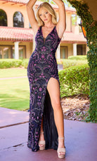 Primavera Couture 4540 - Beaded Ornate V-Neck Sheath Dress - Silhouette Dresses