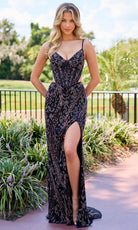 Primavera Couture 4552 - Beaded Cutout Sheath Dress with Slit