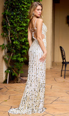 Primavera Couture 4554 - Shimmering Sheath Prom Dress with V-Neckline