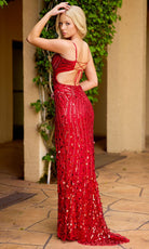 Primavera Couture 4554 - Shimmering Sheath Prom Dress with V-Neckline