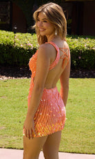 Primavera Couture 4617 - Sequin Ornate Lace-Up Back Cocktail Dress