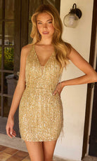 Primavera Couture 4629 - Beaded Fringe Racerback Sheath Cocktail Dress