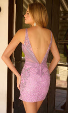 Primavera Couture 4653 - Scroll Beaded Low V-Back Cocktail Dress