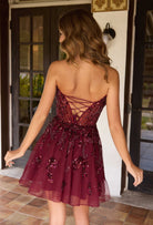 Primavera Couture 4656 - V-Neckline Beaded A-Line Cocktail Dress - Silhouette Dresses