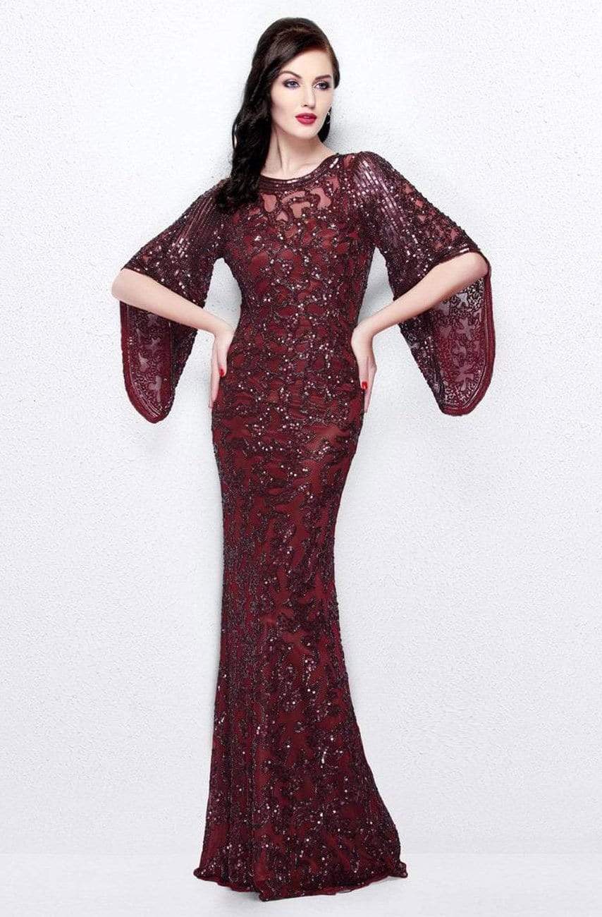 Primavera Couture - 9713 Sequined Flare Sleeve Junior Prom Gown - view 7