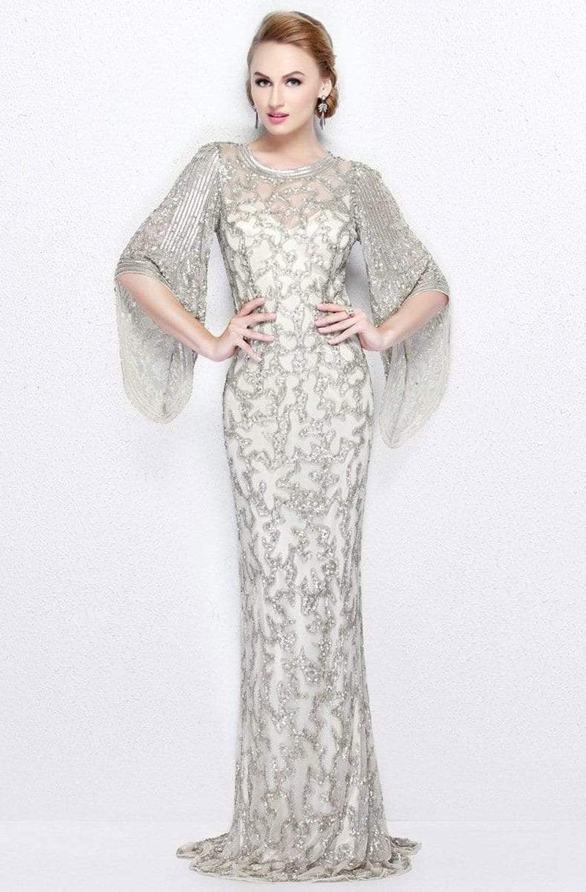 Primavera Couture - 9713 Sequined Flare Sleeve Junior Prom Gown - back view