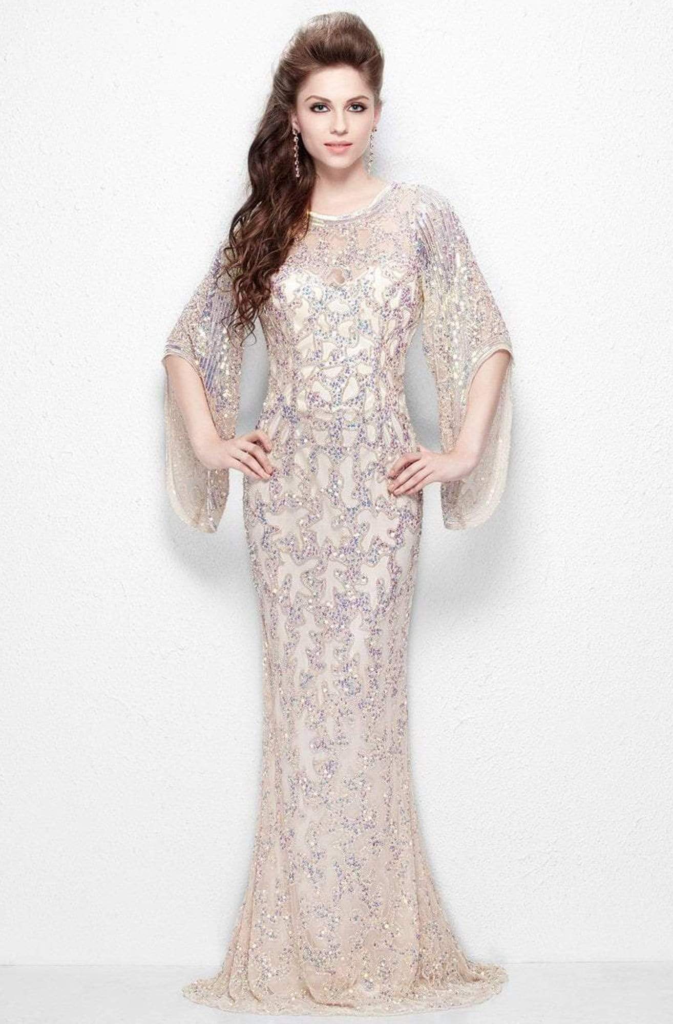 Primavera Couture - 9713 Sequined Flare Sleeve Junior Prom Gown - view 4