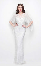 Primavera Couture - 9713 Sequined Flare Sleeve Junior Prom Gown - designer mother of the bride dress at Silhouette Dresses