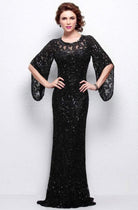Primavera Couture - 9713 Sequined Flare Sleeve Junior Prom Gown