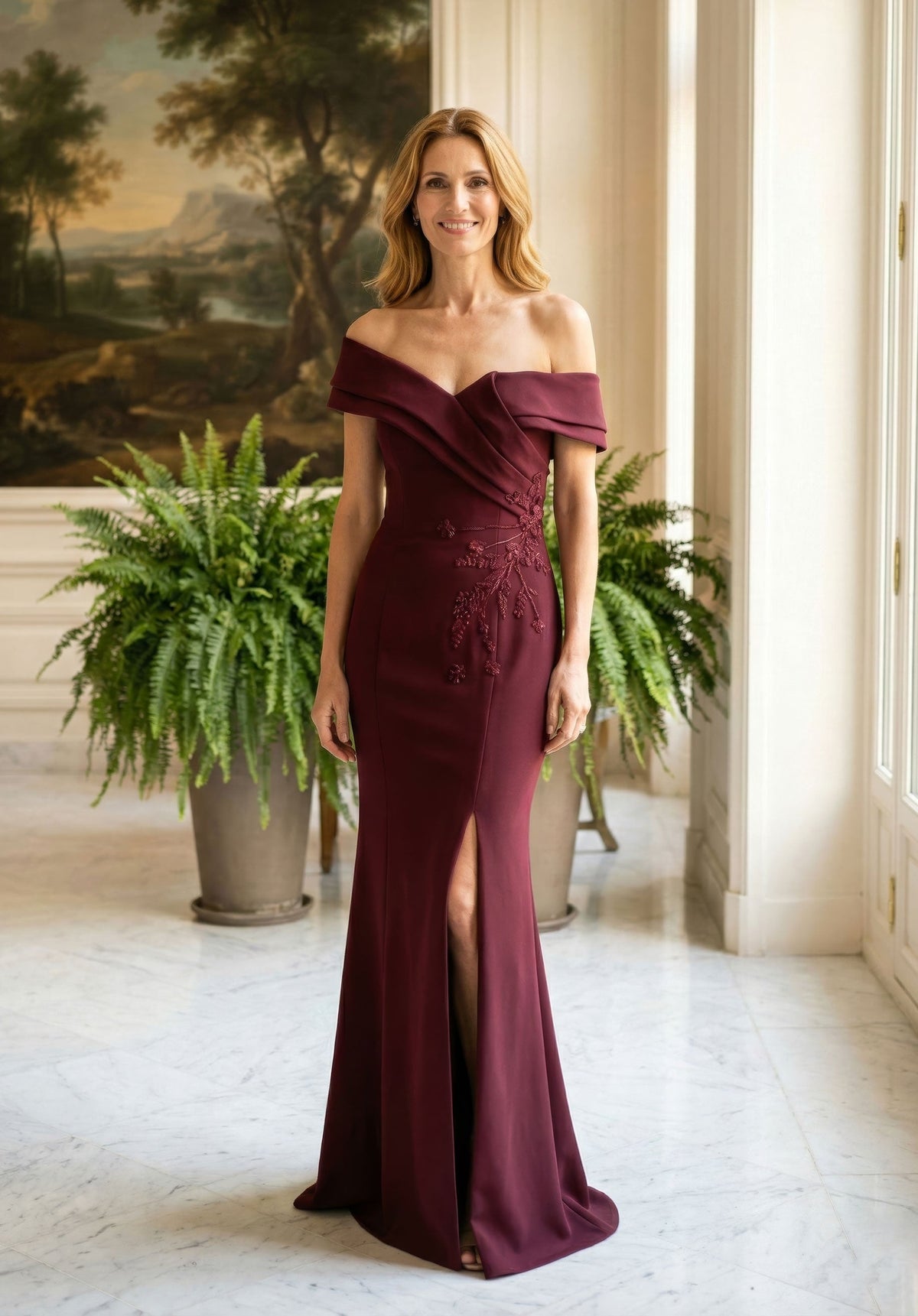 MGNY By Mori Lee 2070039 - Asymmetric Off Shoulder Crepe Evening Gown