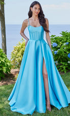 Mori Lee 49315 - Corset Mikado Ballgown with Crystal Bows - designer prom dress at Silhouette Dresses