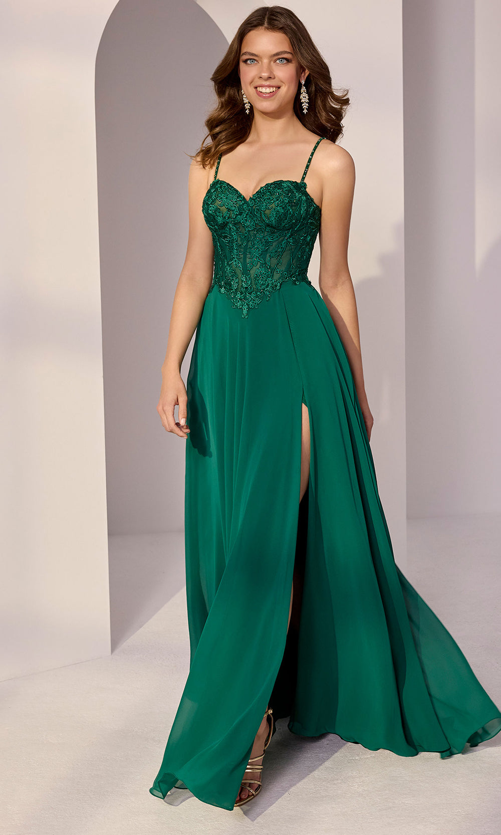 Mori Lee 49214 - A-Line Embroidered Bustier Prom Gown - designer bridesmaid dress at Silhouette Dresses
