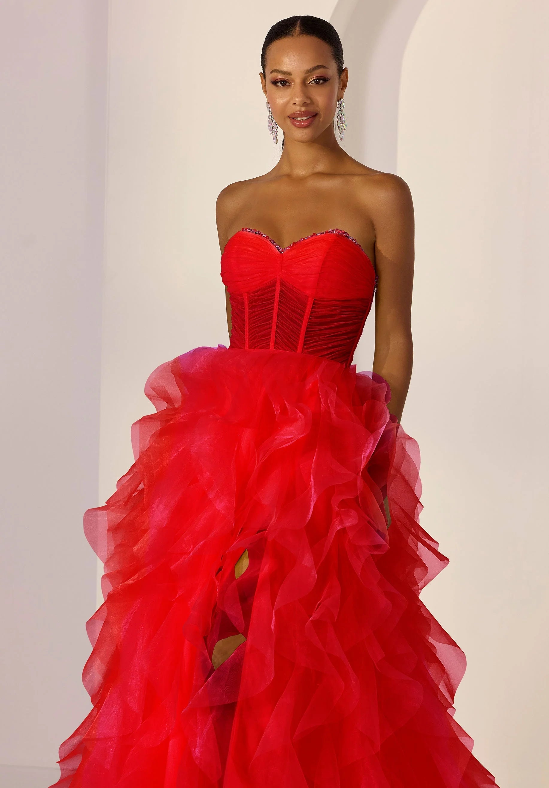 Mori Lee 49218 - Strapless  Sweetheart Ruffled Skirt Prom Dress - designer prom dress at Silhouette Dresses