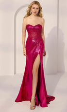 Mori Lee 49254 - Rhinestone Floral Sweetheart Jersey Gown - designer prom dress at Silhouette Dresses