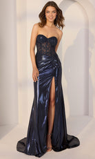 Mori Lee 49254 - Rhinestone Floral Sweetheart Jersey Gown - view 4